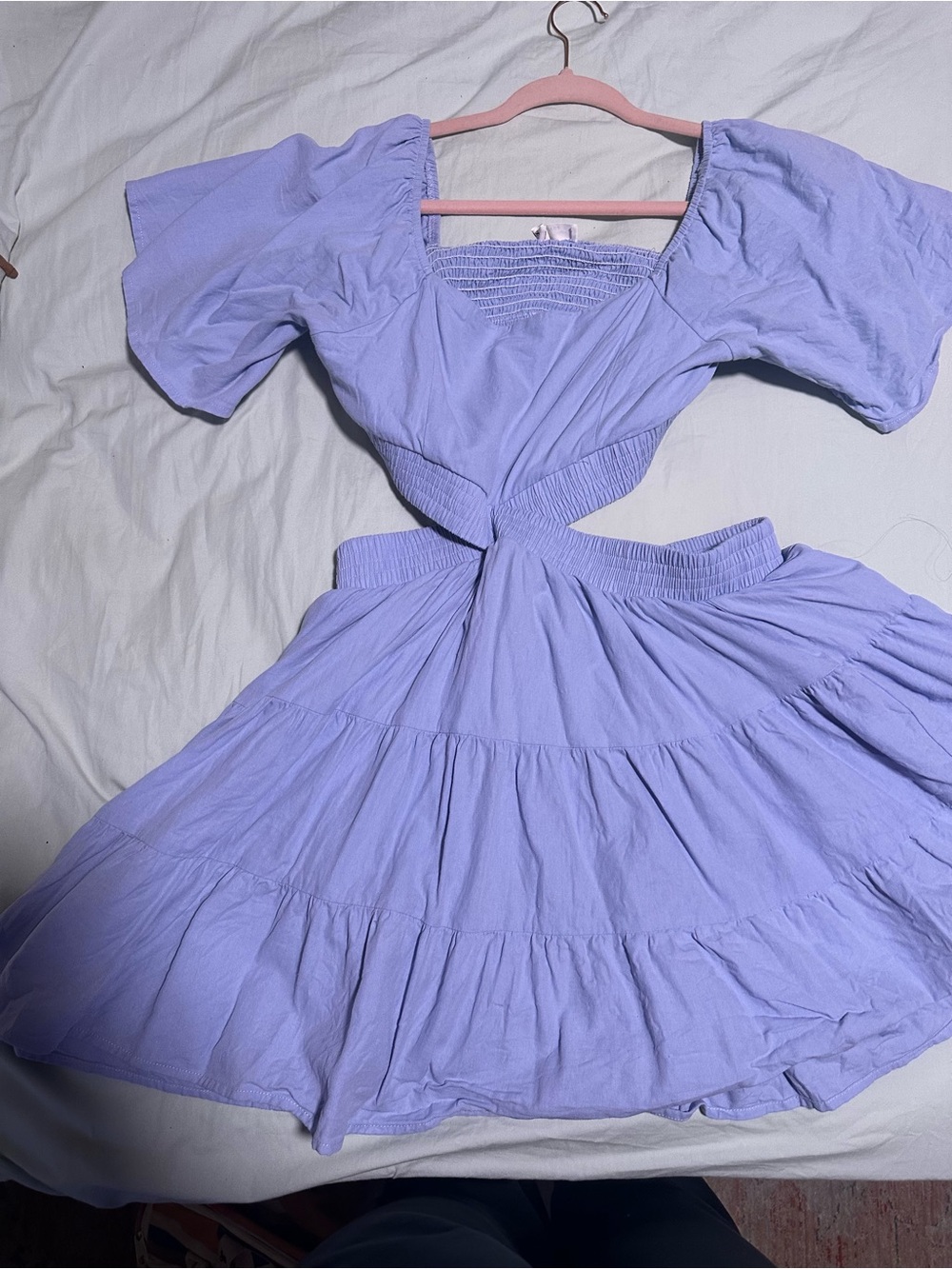 Lilac Cutout Tiered Mini Dress - Women